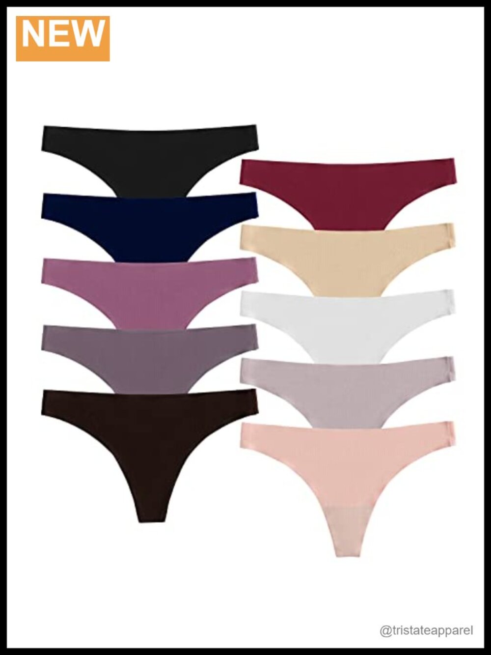 Seamless Thong Underwear No Show Low Rise G-String Panties 10 Pack